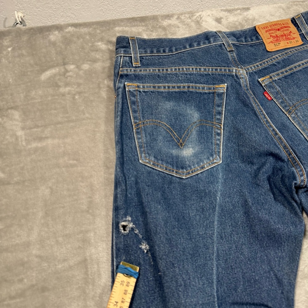VTG Y2K Levi's 517 Bootcut Jeans Men's 33x30 Blue Medium Wash 2000's Distressed - Picture 12 of 15